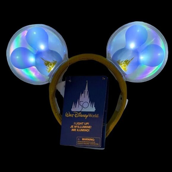 NWT Disney World 50th Anniversary Balloon Ears | Light Up EARidescent Ears - Picture 1 of 3